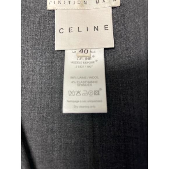 CELINE Gray Wool Collared Button Closure Long Sleeves Blazer Jacket 40 US 8 - Picture 3 of 4